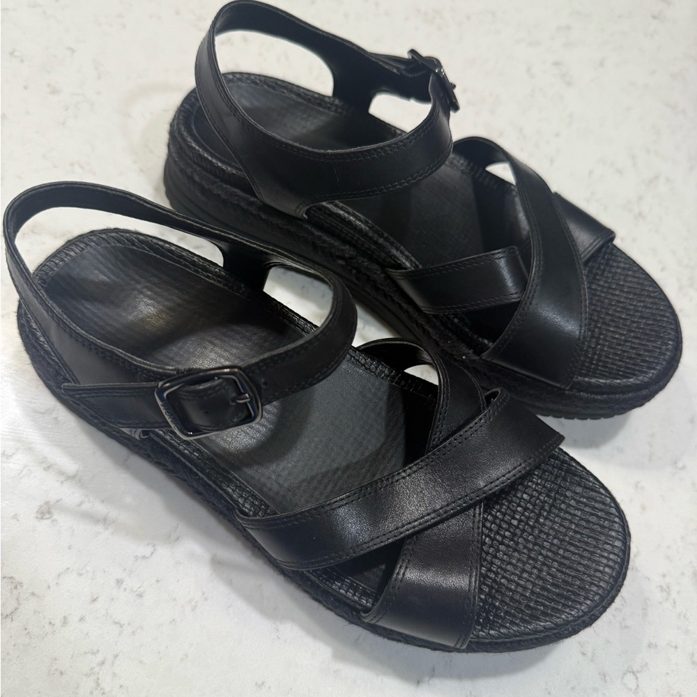 Vionic Strappy Black Platform Sandals- Leather - image 2